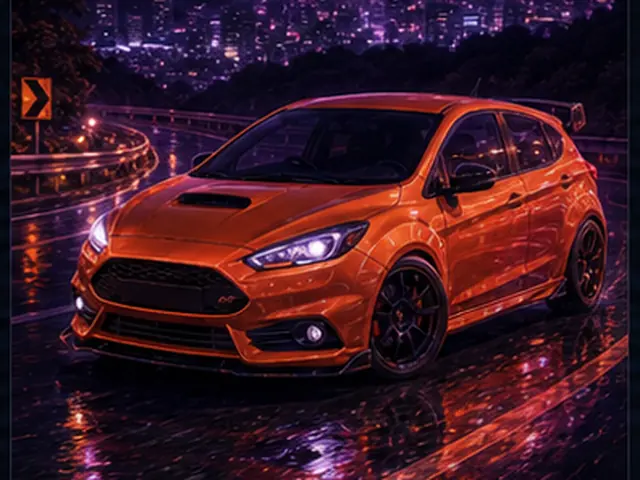Stylized hot hatch visual representing Ford #14 Rahal Letterman Lanigan Racing GRC Fiesta in the Forza Horizon car list; original FH6Hub template, not an official game screenshot.