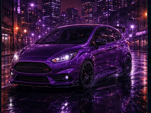 Stylized hot hatch visual representing Ford Fiesta ST in the Forza Horizon car list; original FH6Hub template, not an official game screenshot.