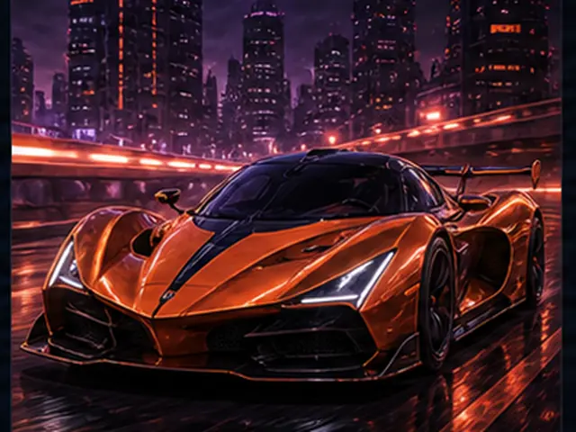 Stylized hypercar visual representing Gordon Murray Automotive T.50 in the Forza Horizon car list; original FH6Hub template, not an official game screenshot.