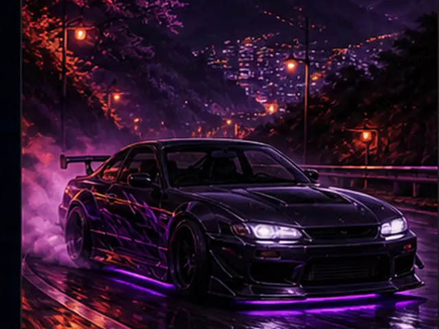 Stylized jdm drift visual representing Formula Drift #34 Toyota Supra MkIV in the Forza Horizon car list; original FH6Hub template, not an official game screenshot.