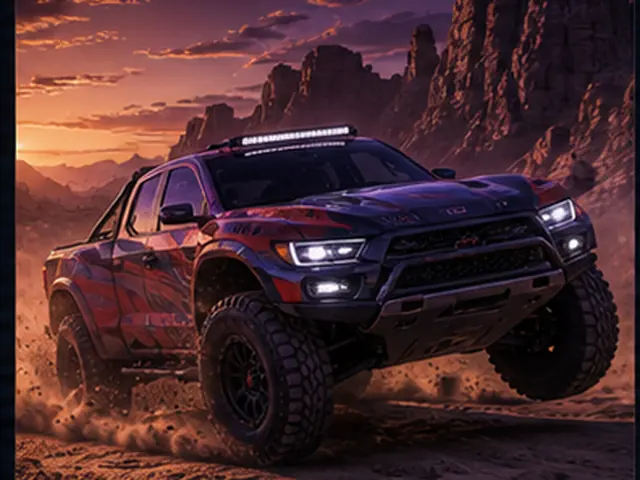 Stylized offroad truck visual representing Alumicraft #6165 Trick Truck in the Forza Horizon car list; original FH6Hub template, not an official game screenshot.
