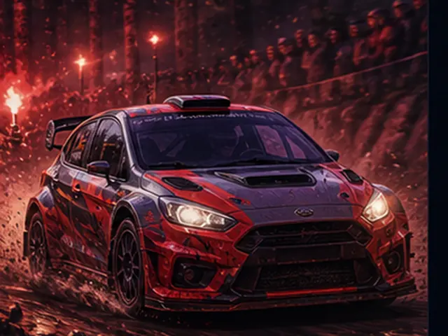 Stylized rally visual representing Ford Escort RS Cosworth in the Forza Horizon car list; original FH6Hub template, not an official game screenshot.