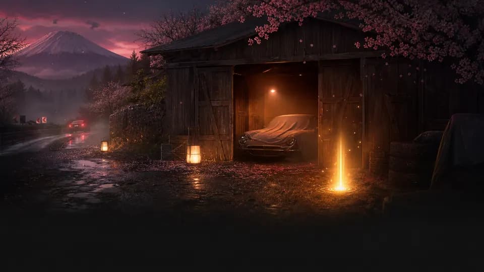 Forza Horizon 6 collectibles card showing a hidden barn find car in rural Japan for FH6 Barn Finds and Treasure Cars