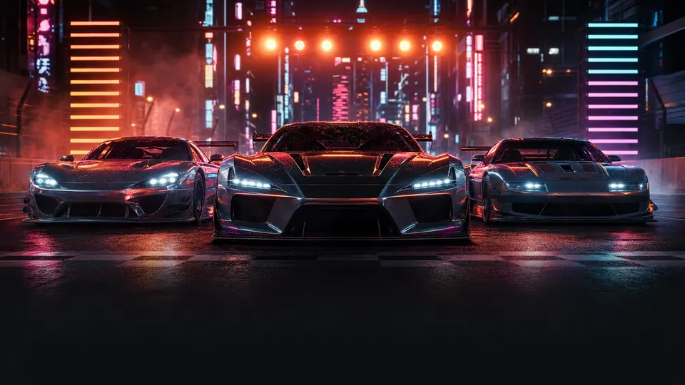 Forza Horizon 6 best cars META card showing unbranded racing cars at a neon Tokyo start line for FH6 tier list research