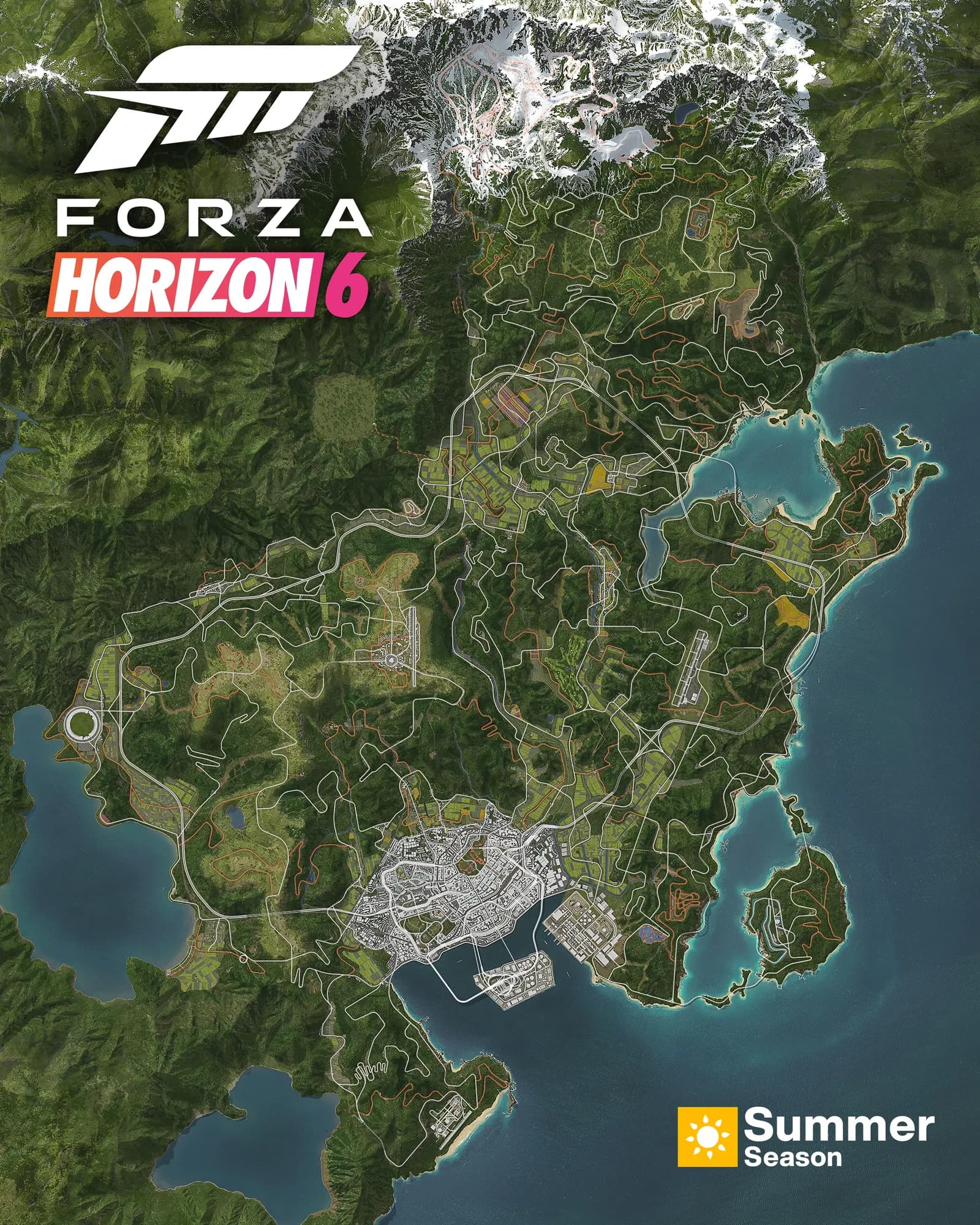 Forza Horizon 6 Japan map with FH6Hub interactive marker overlay